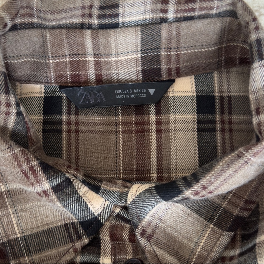 Zara fitted plaid shirt S - Picture 4 of 5